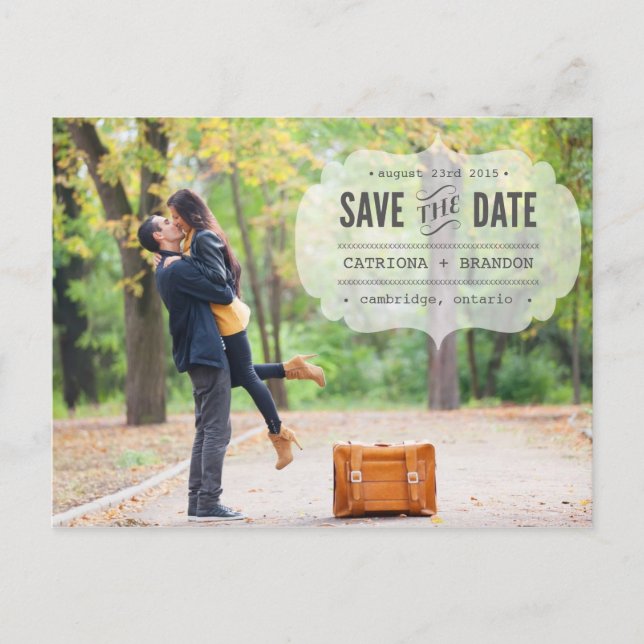 Vintage Schreibweise | Save the Date Postkarte (Vorderseite)