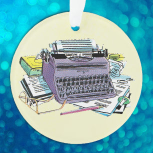 Vintage Schreibwerkzeuge Schreibmaschine Papier Bl Ornament