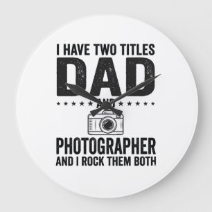 Vintage-Schrift-Dad-Photograf-Shirt-Design_1 Große Wanduhr