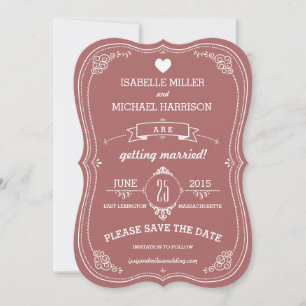 Vintage Schriftrolle in Grün Hochzeit Save the Dat Date