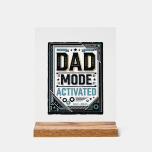 Vintage-Schriftzug-Shirt-Design 'Dad Mode aktivier Acrylschild