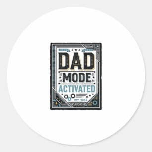 Vintage-Schriftzug-Shirt-Design 'Dad Mode aktivier Runder Aufkleber
