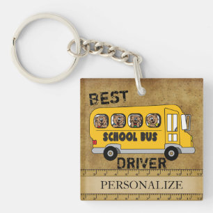 Vintage-Schule Bester Busfahrer Schlüsselanhänger