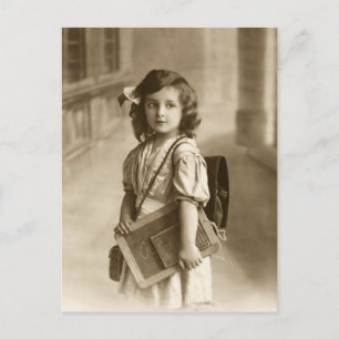 Vintage Schulmädchen Postkarte