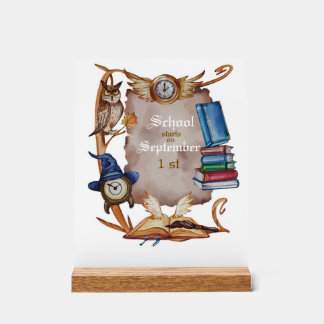 Vintage Schulschale im Watercolor-Stil Acrylschild