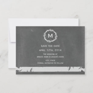 Vintage-Schultafel-inspiriertes Monogramm - Heirat Save The Date