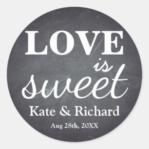 Vintage-Schultafel Love is Sweet Hochzeit Runder Aufkleber
