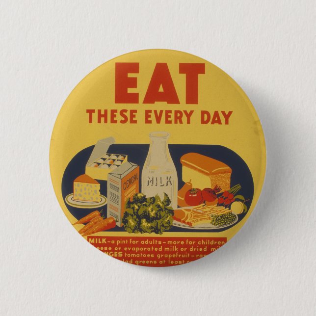 Vintage-Schultage-Milchposter Button (Vorderseite)