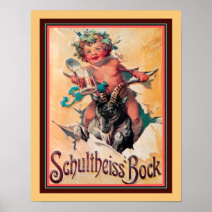 Vintage Schultheiss Bock Bierwerbung Poster