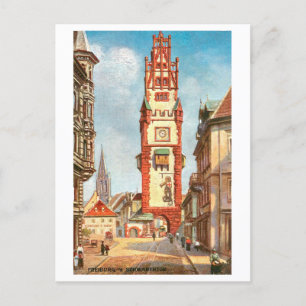 Vintage Schwabentor in Freiburg, Deutschland Postkarte