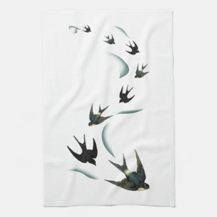Vintage Schwalben-Vogel-Kunst Handtuch