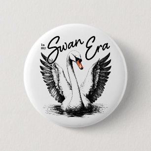 Vintage-Schwan-Ära-Schwarz-Druck Button