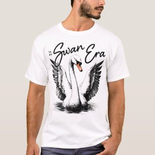 Vintage-Schwan-Ära-Schwarz-Druck Herren T-Shirt
