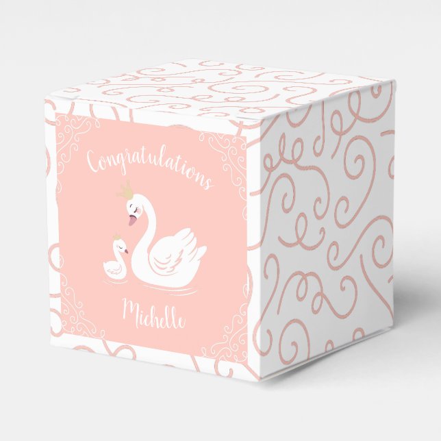 Vintage Schwan-Babydusche Geschenkschachtel (Vorderseite)