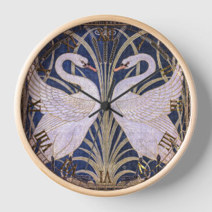 Vintage Schwan, Binse und Iris von W. Crane Uhr