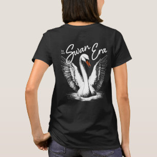 Vintage-Schwan-Era-Weißdruck vorne und hinten T-Shirt