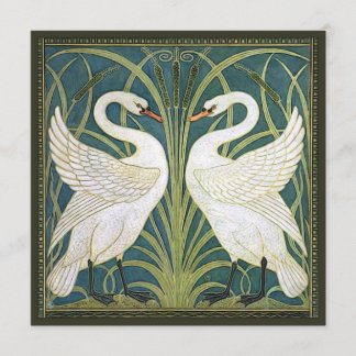 Vintage-Schwan-Hochzeitseinladung im Quadrat-Forma Einladung