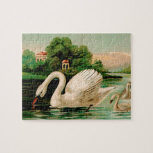 Vintage Schwan im See Puzzle