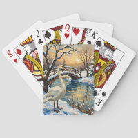 Vintage-Schwan von Snowy Bridge Weihnachtsbild