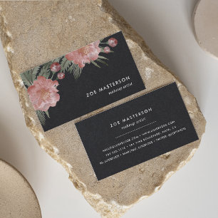 Vintage Schwarz Aquarell-Blumen Visitenkarte