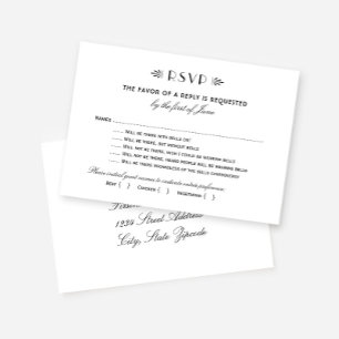 Vintage Schwarz Art Deco Hochzeit lustig mit Glock RSVP Karte