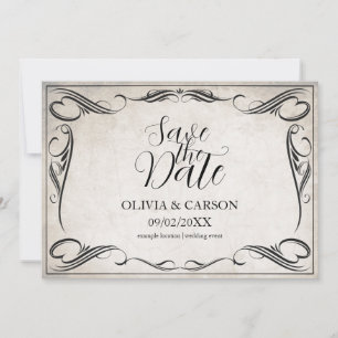 Vintage Schwarz-Art-Deco-Hochzeit speichern Sie da