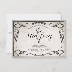 Vintage Schwarz Art Deco Hochzeitsankündigung