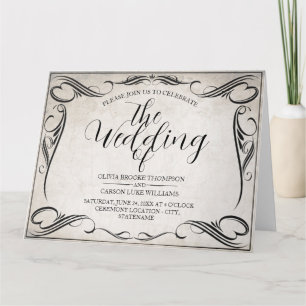 Vintage Schwarz Art Deco Hochzeitsankündigung Karte