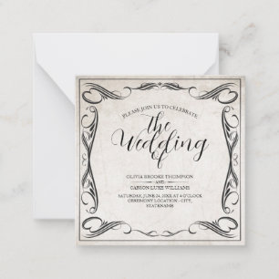 Vintage Schwarz Art Deco Hochzeitsankündigung Mitteilungskarte