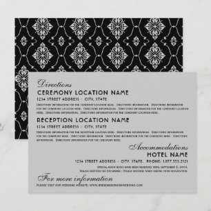 Vintage Schwarz Art Deco Hochzeitsinformationen Begleitkarte