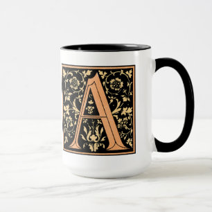 Vintage Schwarz & Gold Buchstabe 'A' - Tasse