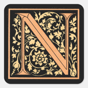 Vintage Schwarz & Gold Buchstabe ‘N‘ - Aufkleber