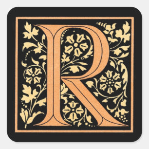Vintage Schwarz & Gold Buchstabe 'R' - Aufkleber
