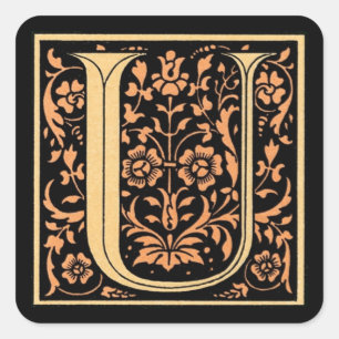 Vintage Schwarz & Gold Buchstabe ‘U‘ - Aufkleber