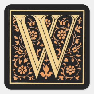 Vintage Schwarz & Gold Buchstabe ‘W‘ - Aufkleber
