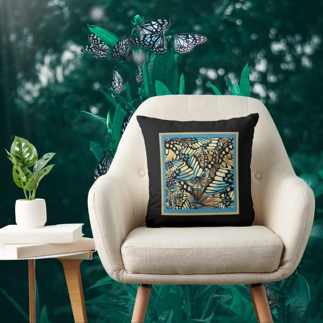 Vintage Schwarz-Gold-Schmetterlingskollektion Kissen (Von Creator hochgeladen)