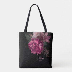 Vintage Schwarz Rosa Schwarzer Name Monogramm