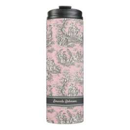 Vintage schwarz-rosa-Toile Thermosbecher