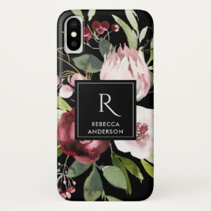 VINTAGE SCHWARZ ROSIG PINK BURGUND PROTEE BLUME Case-Mate iPhone HÜLLE