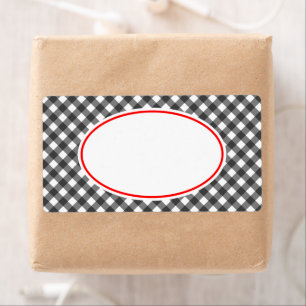 Vintage Schwarz Rot Gingham Küchen Geschenkanhänge