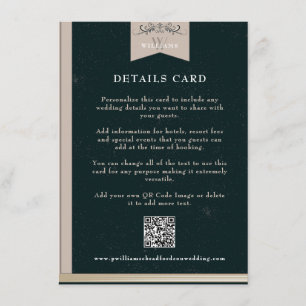 Vintage Schwarz-Tan-Kapitel-Hochzeitkarte Beilage Begleitkarte