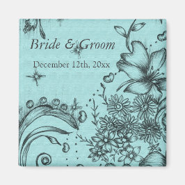 Vintage Schwarz und Aqua Blau Save the Date Magnet