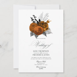 Vintage Schwarz- und Orangefarbene Halloween-Hochz Einladung