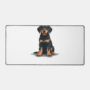 Vintage Schwarz und Tan Hund Rückansicht Illustrat Schreibtischunterlage