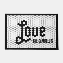 Vintage, schwarz und weiß gezogene Fliesendesigns Fußmatte