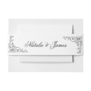 Vintage Schwarz-Weiß-Altgeld-Trendy-Hochzeit Einladungsbanderole