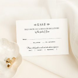 Vintage Schwarz-Weiß-Art-Déco-Hochzeit RSVP Karte