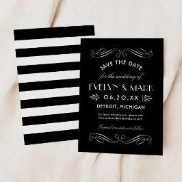 Vintage Schwarz-Weiß-Art-Déco-Hochzeit Save The Date