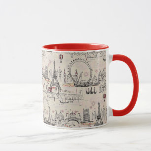 Vintage Schwarz-Weiß-Bilder Europas Tasse