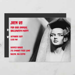 Vintage Schwarz-Weiß-Braut Frankensteins Einladung